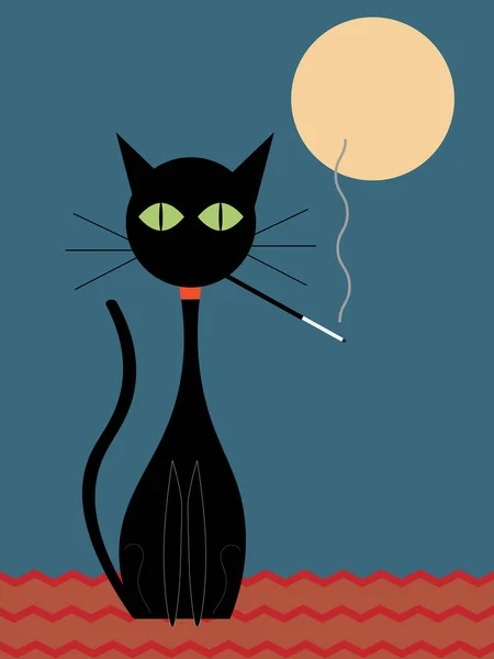 Gato Fumando Techo — Archivo Imágenes Vectoriales