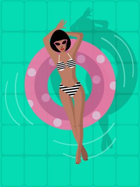 Girl in the pool. vector