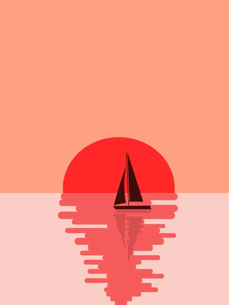 Yacht contre le soleil — Image vectorielle