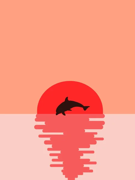 Delfin, nap ellen — Stock Vector