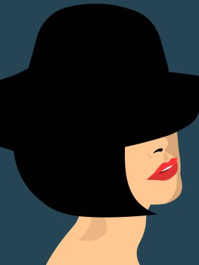 Mavi arka plandaki kız.