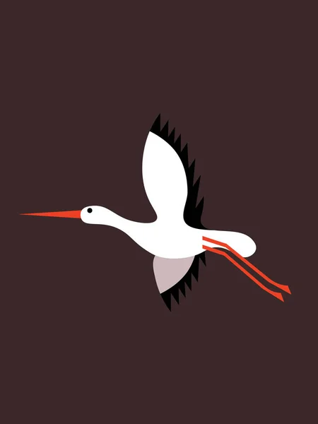 Fliegender Storch auf dunklem Hintergrund — Stockvektor