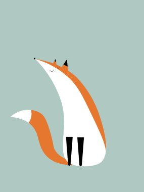 Mavi arka planda Tilki