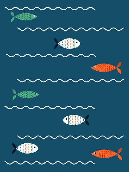 Ryby na fale — Wektor stockowy
