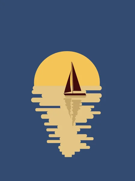 Egy jacht. Holdfényes éj — Stock Vector
