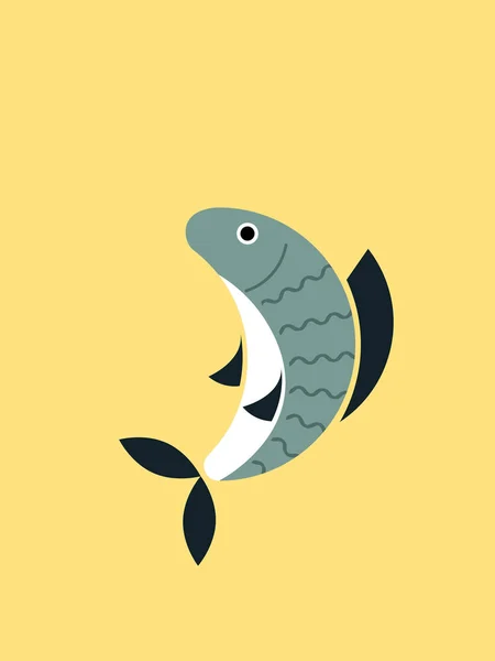 Ryba na żółtym tle — Wektor stockowy