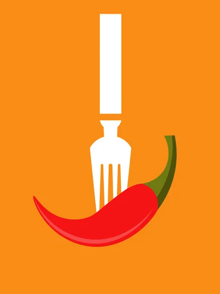 Pepper on a fork — Stock Vector