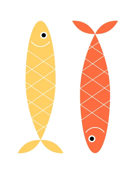 Dos peces sobre fondo blanco — Vector de stock