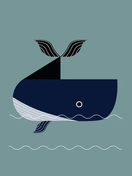 Ballena sobre fondo azul . — Vector de stock