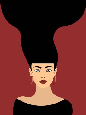 Kızın yüzü kırmızı arka planda..