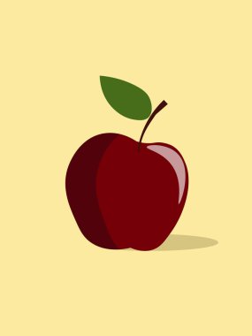 Sarı bir arka plan üzerinde elma