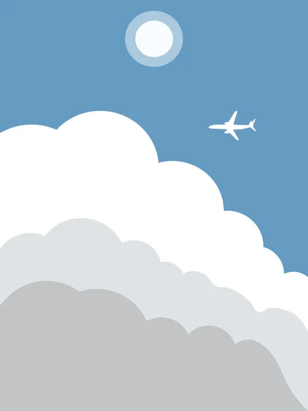 Plane flying in the clouds — Stock Vector
