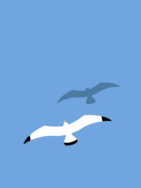 Mouette volante au-dessus de la mer — Image vectorielle