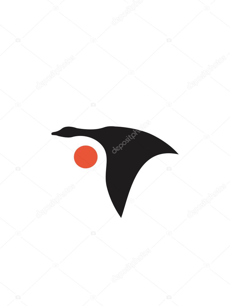 Flying goose on white background. Vector