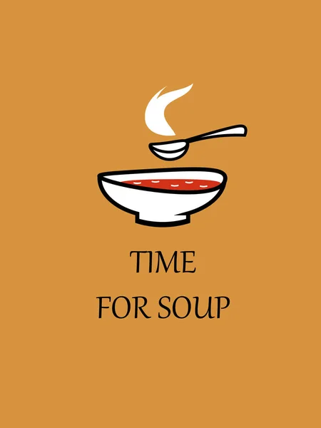 Bowl of soup. Orange background — Stock Vector