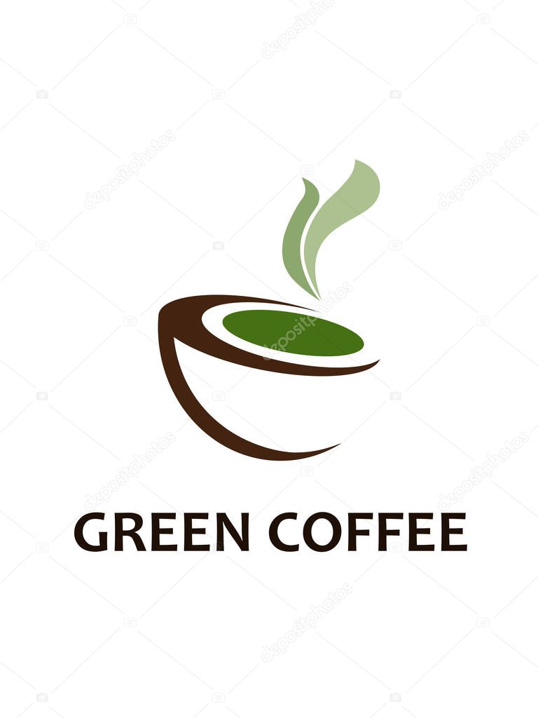 Green coffee logo on white background. Vector