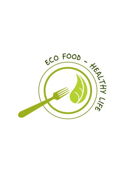 Terveellisen ruoan logo valkoisella pohjalla — vektorikuva