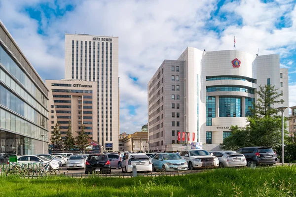 Ulaanbaatar Mongolei August 2018 Blick Auf Das Unabhängigkeitshaus Modernes Stadtbild — Stockfoto