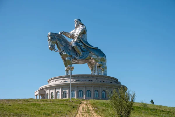 Ulán Bator Mongolia Agosto 2018 Vista Estatua Ecuestre Genghis Khan — Foto de Stock