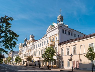 Kazan, Rusya - 19 Ağustos 2017: Çernoyarovsky Pasajı Karlı Evi.
