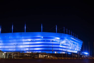 Kaliningrad, Rusya - 20 Eylül 2018: 2018 Fifa Dünya Kupası için Kaliningrad Stadyumu'nun cephesi.