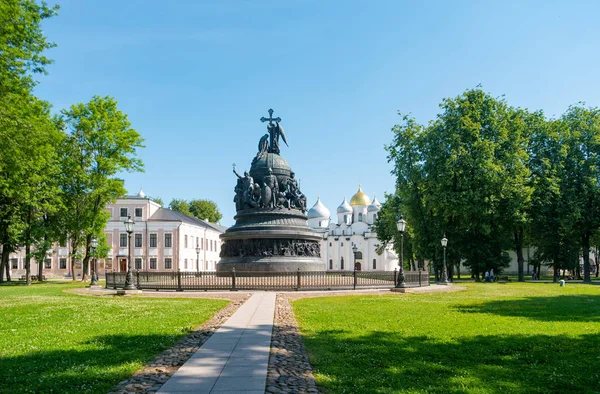 벨리키 고로드 러시아 2019 기념물 고로드 크렘린에서 러시아의 소피아 대성당 — 스톡 사진