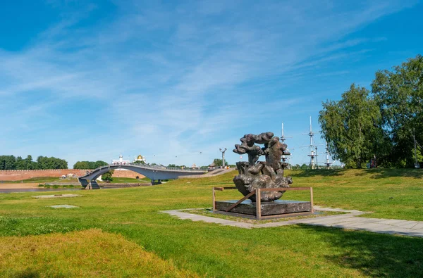 Veliky Novgorod Ρωσία Ιουνίου 2019 Μνημείο Για Διεθνές Φεστιβάλ Hanseatic — Φωτογραφία Αρχείου