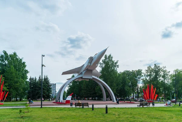 Περμ Ρωσία Αυγούστου 2020 Μνημείο Mig Απογειώνεται Στο Πάρκο Μνημείο — Φωτογραφία Αρχείου