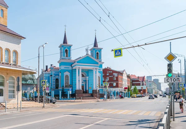 Kazan Russie Août 2020 Vue Rue Ville Avec Route Église — Photo