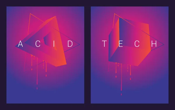 モダンな抽象幾何学的なデザイン 液体インク飛散と未来的なポスター チラシ Eps ベクトル図 — ストックベクタ