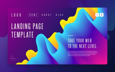 Web sitesi açılış sayfası soyut renkli sıvı akış şekli arka plan şablonu. Degrade dalga formları. EPS 10 vektör çizim