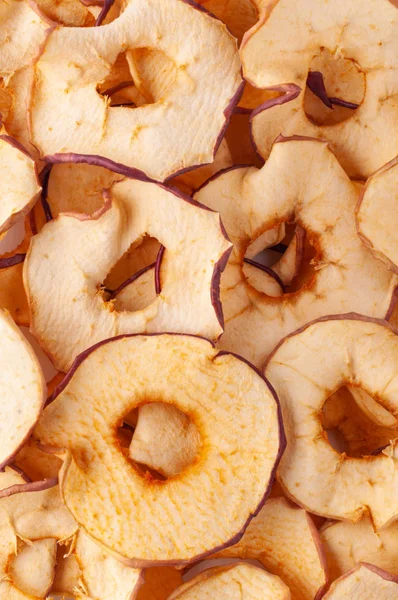 Μήλο Αποξηραμένο Φέτες Τσιπ Φόντο Αφυδατωμένα Φρούτα Τραγανές Φέτες Κομμάτια Φωτογραφία Αρχείου