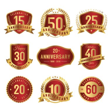 red years anniversary label collection clipart