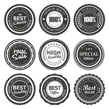 Mühür premium kalite çarpım vektör etiketleri kümesi