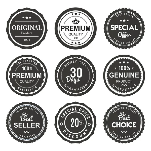 Set Vector Badges Labels Quality Product — Stock Vector