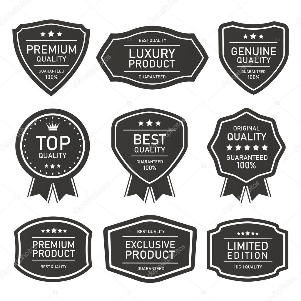 set of vector badges and  labels of quality product