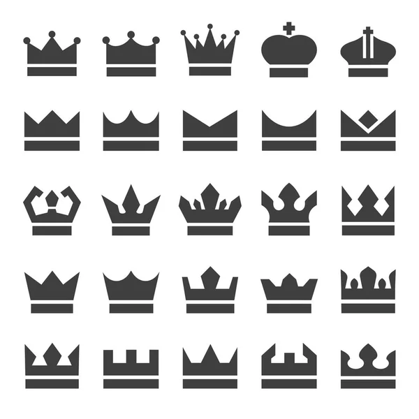 Simple Crowns Vector Icon Set — Stock Vector