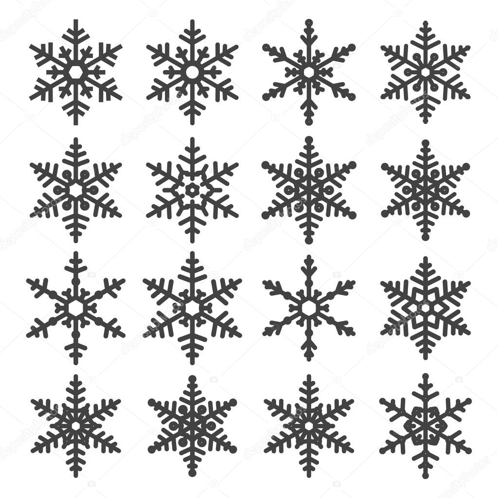 vector snowflake icons set