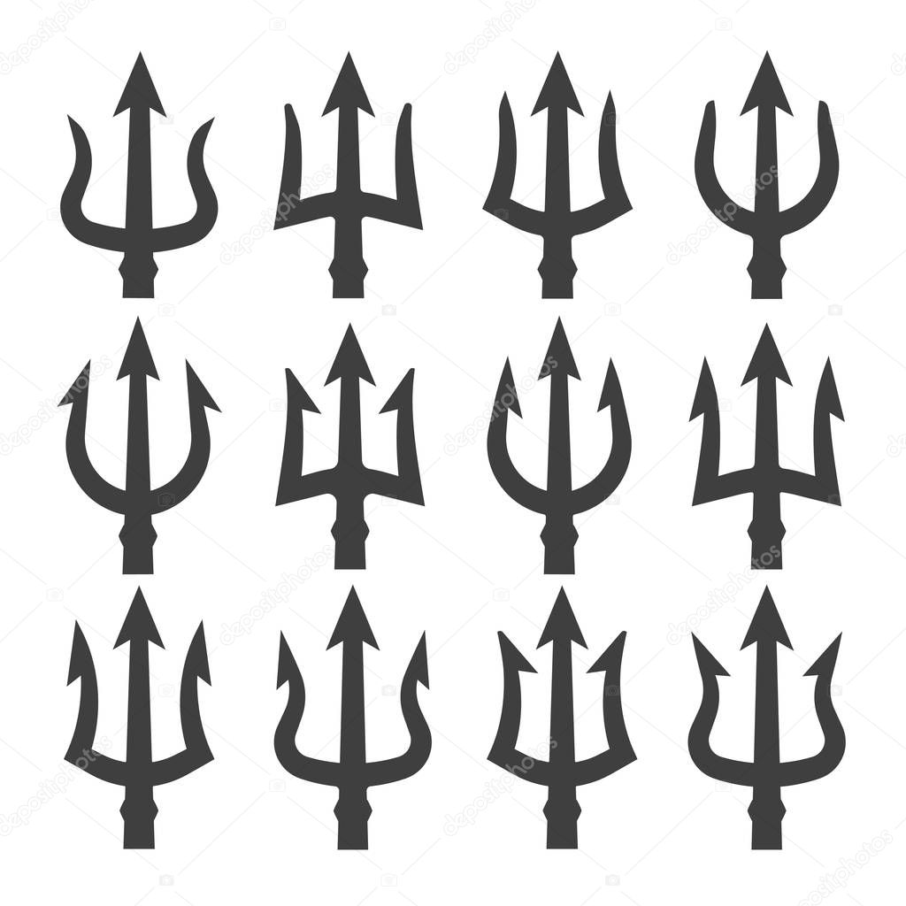 vector trident icon set