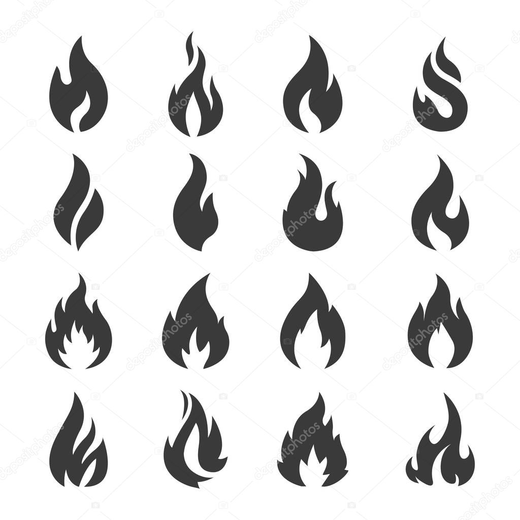 vector fire flame icons set