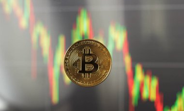 Bir bitcoin büyüme ve fiyatlarındaki düşüş arka planı