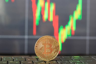 Klavye ve büyüme ve fiyatlarındaki düşüş bir grafiği bir bitcoin