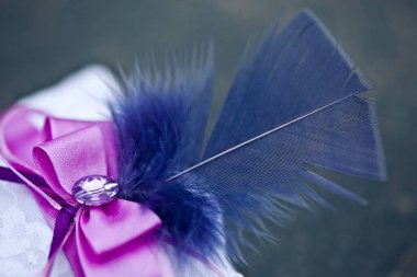 Mavi tüy ile alyans için yastık