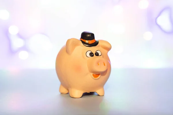 Piggy Bank Light Blurred Background Concept Saving Money — Stock Photo, Image