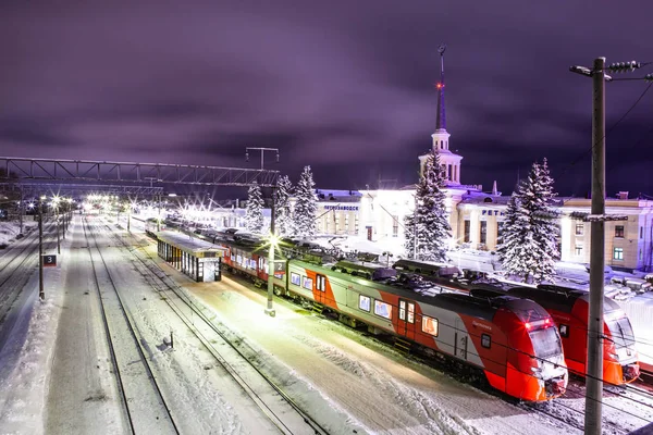Petrozavodsk, Rusya - 07 Ocak 2019: Yüksek hızlı tren 