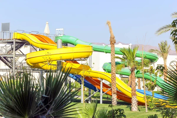 Colorful Water Slides Tropical Aqua Park — Stock Photo, Image