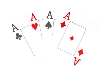 Kart poker gazino, iskambil ile birlikte izole beyaz zemin üzerine, as