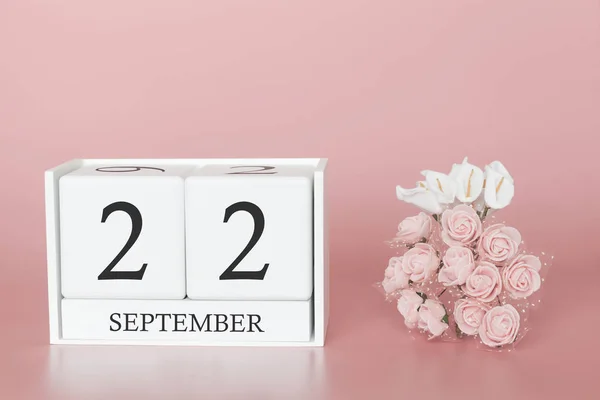 22 вересня. 22 день місяця. Календарний куб на сучасному рожевому фоні, концепція бізнесу та важлива подія . — стокове фото