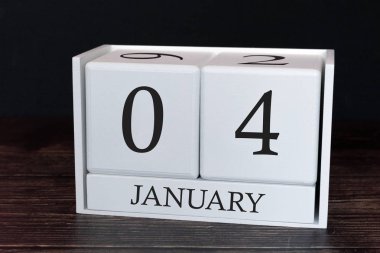 Ocak ayına ait iş takvimi, ayın 4.günü. Planlayıcı düzenleyici tarih veya etkinlik programı kavramı.