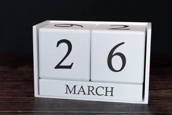 매월 26일의 3월 비즈니스 캘린더입니다. 플래너 주최자 날짜 또는 이벤트 일정 개념. — 스톡 사진